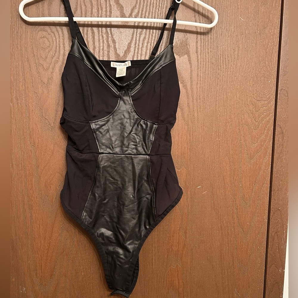 Faux leather bodysuit